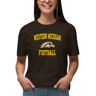 Western Michigan Arch Logo Football T-Shirt - Dark Chocolate