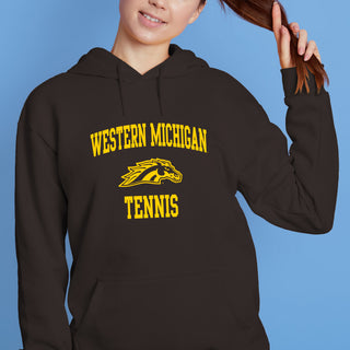 Western Michigan Arch Logo Tennis Hoodie - Dark Chocolate
