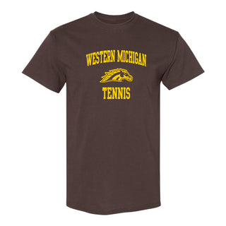 Western Michigan Arch Logo Tennis T-Shirt - Dark Chocolate