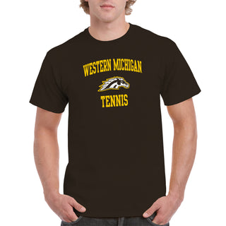 Western Michigan Arch Logo Tennis T-Shirt - Dark Chocolate