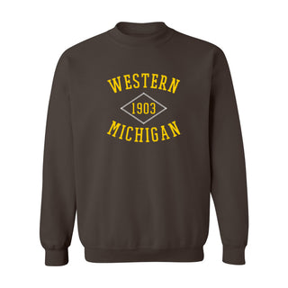 Western Michigan Faux Stitch Arch Crewneck - Dark Chocolate