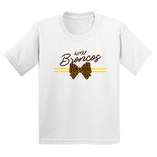 Western Michigan Bow Script Youth T-Shirt - White
