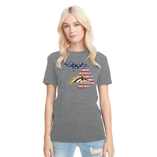 Western Michigan Patriotic State Silhouette NLA Triblend T-Shirt - Premium Heather