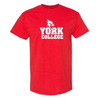 York College Cardinals Basic Block Cotton Short Sleeve T Shirt - Red