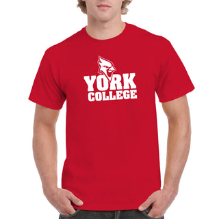 York College Cardinals Basic Block Cotton Short Sleeve T Shirt - Red