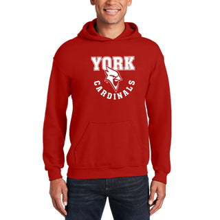 York College Cardinals Arch Logo Heavy Blend Hoodie - Red