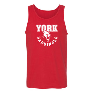 York College Cardinals Arch Logo Heavy Cotton Tank Top - Red