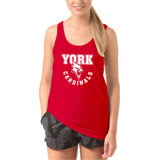 York College Cardinals Arch Logo Heavy Cotton Tank Top - Red