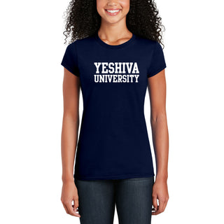 Yeshiva University Basic Block Womens T-Shirt - Navy