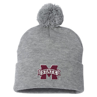 Mississippi State Primary Logo Pom Pom Cuffed Beanie