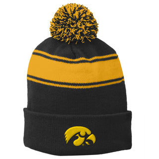 Iowa Primary Logo Stripe Pom Pom Beanie