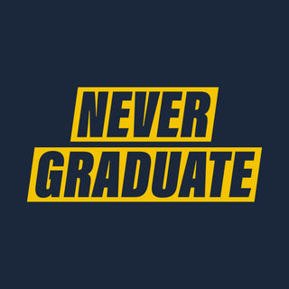 Never Graduate NLA T-Shirt - Midnight Navy w/ Maize Print