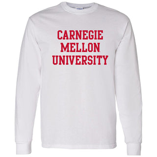 Carnegie Mellon University Tartans Basic Block Long Sleeve T Shirt - White
