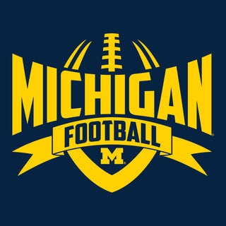 University of Michigan Wolverines Football Rush Basic Cotton T-Shirt - Navy