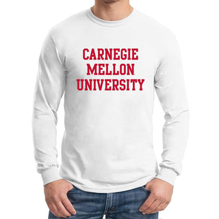 Carnegie Mellon University Tartans Basic Block Long Sleeve T Shirt - White