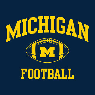 Classic Football Arch University of Michigan Basic Cotton Short Sleeve T Shirt - Navy
