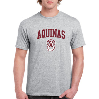 Aquinas College Saints Arch Logo Basic Cotton Short Sleeve T Shirt - Sport Grey