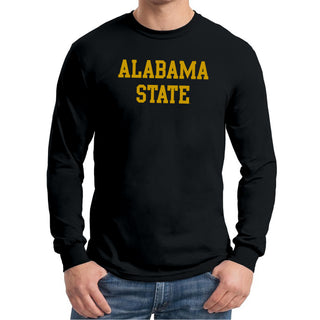 Alabama State University Hornets Basic Block Long Sleeve T Shirt - Black