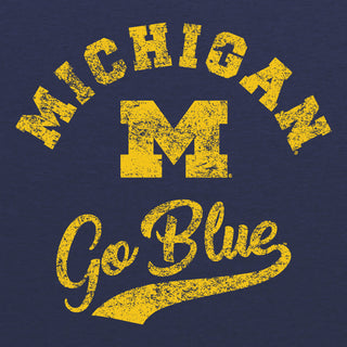 Retro Script University of Michigan Premium Short Sleeve T Shirt - Midnight Navy