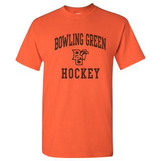 Bowling Green State University Falcons Arch Logo Hockey Short Sleeve T Shirt - Orange