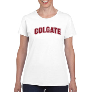 Colgate University Raiders Arch Logo Women's  Short Sleeve T Shirt - White