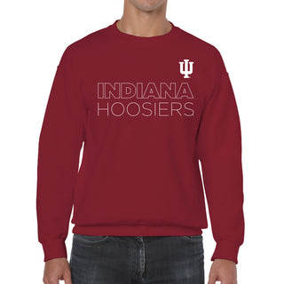 Indiana University Hoosiers Modern Outline Crewneck Sweatshirt - Cardinal
