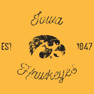 Vintage Script Iowa Hawkeyes Premium Cotton Short Sleeve T Shirt - Gold