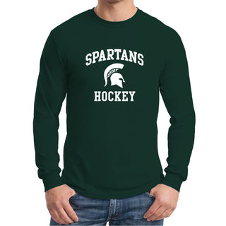 Michigan State University Spartans Arch Logo Hockey Long Sleeve T Shirt - Forest