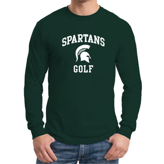Michigan State University Spartans Arch Logo Golf Long Sleeve T Shirt - Forest