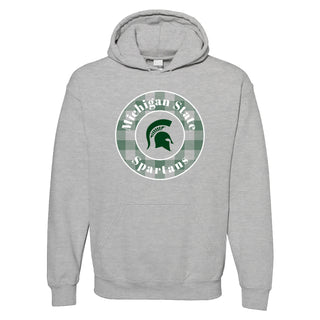 MSU Plaid Circle Hoodie - Sport Grey