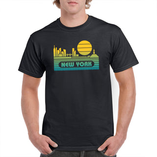 New York Groovy Sunset T-Shirt - Black