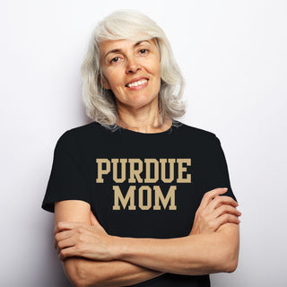 Purdue Boilermakers Basic Block Mom T-Shirt - Black