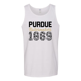 Flower Power Purdue Boilermakers Heavy Cotton Tank Top - White