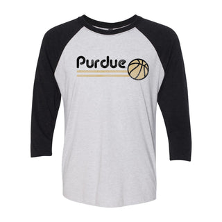 Purdue University Boilermakers Basketball Bubble Raglan T Shirt - Heather White/Black