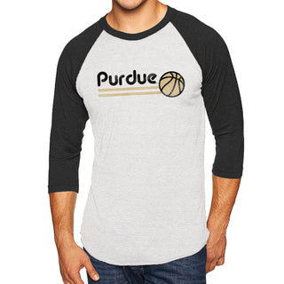 Purdue University Boilermakers Basketball Bubble Raglan T Shirt - Heather White/Black