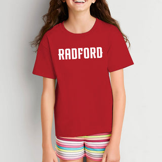 Radford University Highlanders Basic Block Cotton Short Sleeve Youth T Shirt - Red