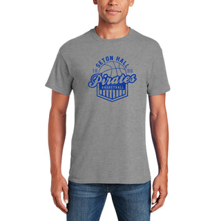 Seton Hall University Pirates Vintage Basketball Shield Short Sleeve T Shirt - Sport Grey