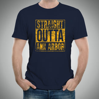 Straight Outta Ann Arbor Michigan Triblend Short Sleeve T Shirt - Vintage Navy