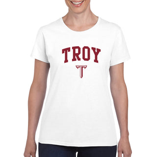 Troy University Trojans Arch Logo Womens Cotton T-Shirt - White