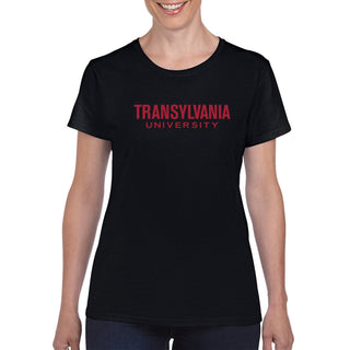 Transylvania University Pioneers Basic Block Womens Short Sleeve T Shirt - Black