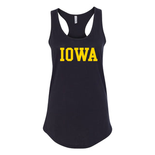 University of Iowa Hawkeyes Basic Block Racerback Tank Top - Black