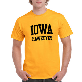 University of Iowa Hawkeyes Front Back Print Short Sleeve T Shirt - Gold