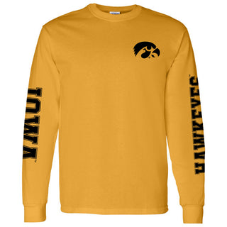 Iowa Hawkeyes Double Sleeve Print Long Sleeve Shirt - Gold