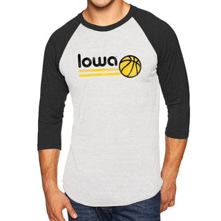 University of Iowa Hawkeyes Basketball Bubble Raglan T Shirt - Heather White/Black