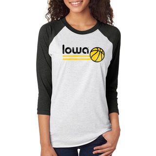 University of Iowa Hawkeyes Basketball Bubble Raglan T Shirt - Heather White/Black