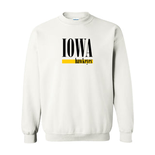 University of Iowa Hawkeyes Boldline Basic Cotton Crewneck Sweatshirt - White