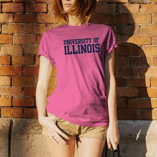University of Illinois Fighting Illini Basic Block Cotton T-Shirt - Azalea