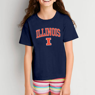 Illinois Fighting Illini Arch Logo Youth T-Shirt - Navy
