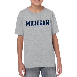 Basic Block University of Michigan Basic Cotton Short Sleeve Youth T Shirt - Sport Grey