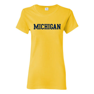 Basic Block University of Michigan Womens Basic Cotton Short Sleeve T Shirt - Daisy